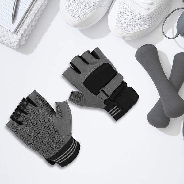BOODUN 1 Par Halkskydd Sport Viktlyftning Halvfinger Skydd Gymhandskar (S)
