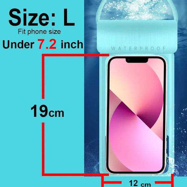 IPX8 Universal Vattentätt Fodral för iPhone 13 Vattentätt Fodral för iPhone 13 14 15 Plus 12 16 Mini Undervatten Mobilskydd Blue L Blue L