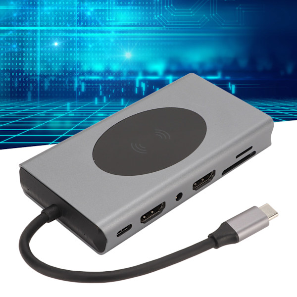 Multifunktionell Laptopdocka, Högkvalitativ HDMI & Dubbel Skärmfunktionalitet, 14-i-1 Dockningsstation för Förbättrad Arbetsstationproduktivitet