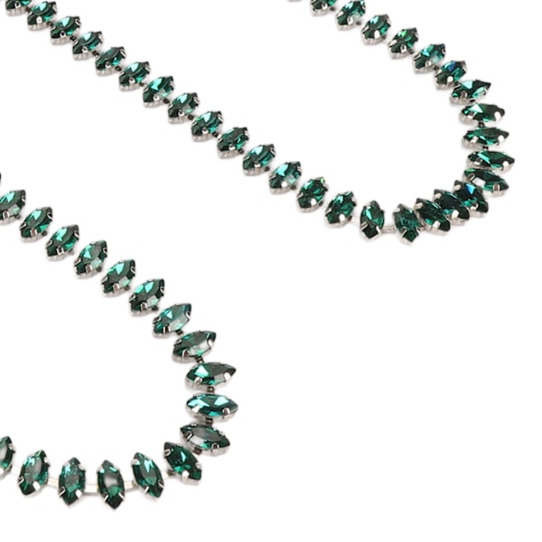 Strass Klo Kedja 1 Yard Lång Glittrande Elegant Mångsidig Strassremsa för Smycken Kläder DIY Grön