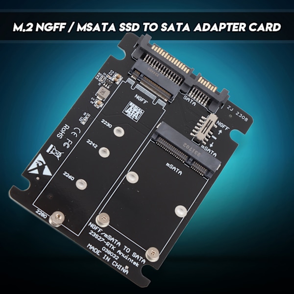 M.2 till SATA-omvandlare, 2-i-1-adapter för högpresterande SSD-installation, Intel Standard Interface & Plug and Play för sömlös integrering med