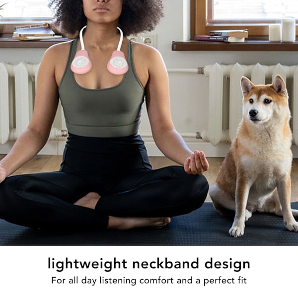 Nackbands Bluetooth-högtalare Stereo Handsfree Brusreducering Bärbar Högtalare för Hem Utomhussporter Resor Rosa