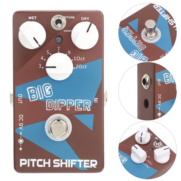 Pitch Shifter Gitarr Pitch Converter Effektpedal Transponering Harmonisk Generator DC 9V