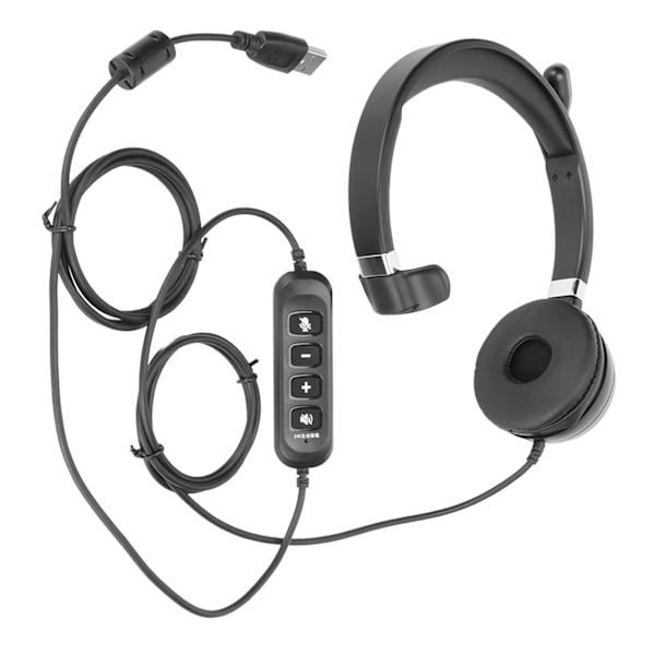 USB Business Headset ENC Brusreducerande Enkelt Öra Stöd Högtalarvolymjustering Tyst Trådbundet Hörlurar med Mikrofon