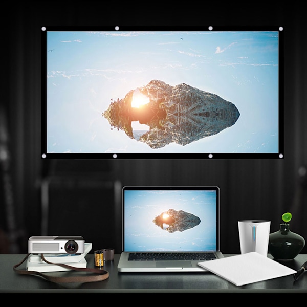 Portabel Projektorduk, 120 tum 16:9 HD Vikbar Skrynkelfri Videoprojektionsduk, Resevänlig 3D-filmstöd Projektorgardin för