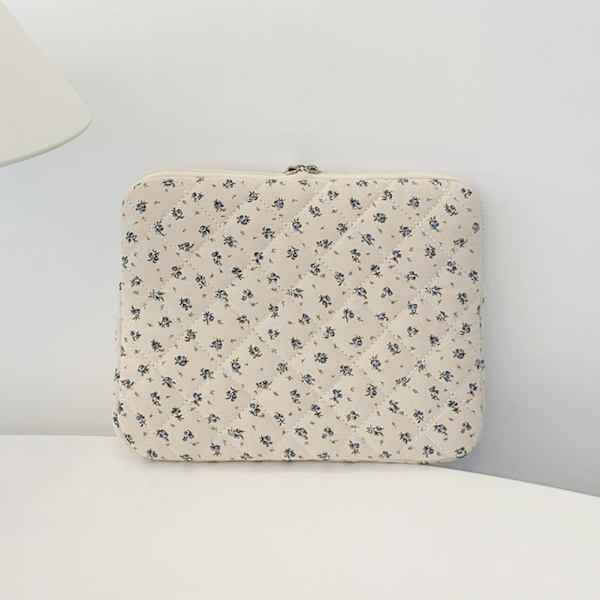 Blommig Laptopväska Quiltat Notebookfodral Skyddande Söt Datorväska för 11-15 Tums Laptop Tablet Blå 1 11 Tums Blue 1 11 Inch