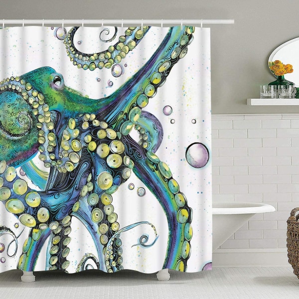 Badrum duschdraperi Färgglad mode bläckfisk-150*180CM