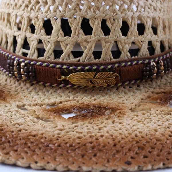 Halm cowboyhatt för kvinnor och män med Shape-It brätte, västerländsk cowboyhatt