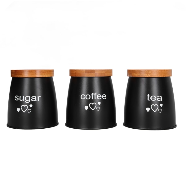 3st Kaffe Te Sockerbehållare Set Bambu