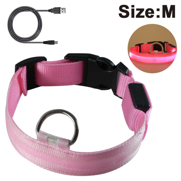 LED-hundhalsband, lysande hundhalsband, laddningsbart och justerbart i längd, vattentätt säkerhetshalsband för hundar och katter