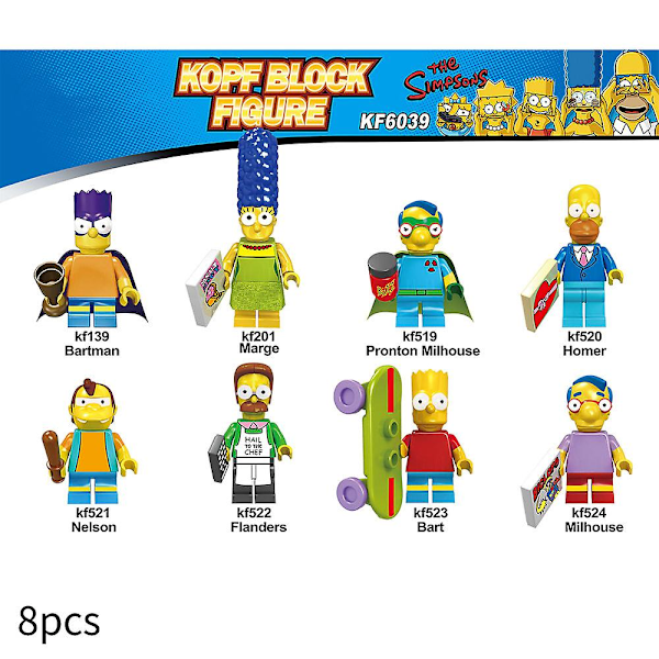 8 st/set, The Simpsons, Byggklossar Actionfigurer, Fans Samlarobjekt