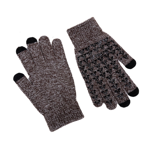 Vinterstickade handskar med pekskärmsfingrar Slip-White