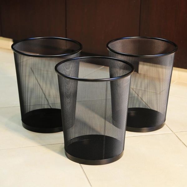 Liten cylindrig papperskorg för hem eller kontor-svart