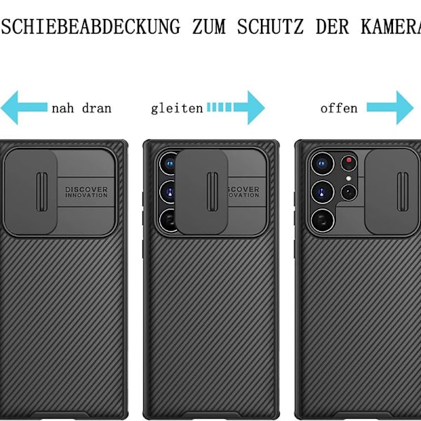 Mobiltelefonfodral kompatibelt med Samsung Galaxy S22 Ultra-fodral, kameraskydd med