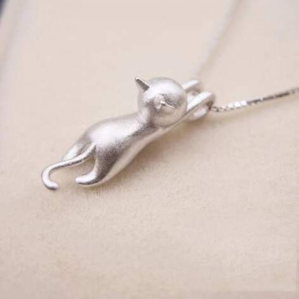 Kvinnors katt-hänge i 925 sterling silver, djur kärlek mode elegant present till flickor