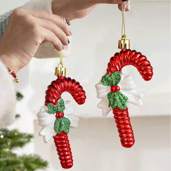 Julgransprydnader, Set med 2 Julhattar och Polkagrisar Juldekorationer Små Hängen Style 2