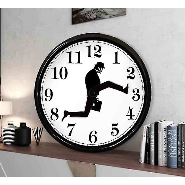Monty Python inspirerad rolig promenad väggklocka kreativ tyst ljudlös klocka väggkonst black black
