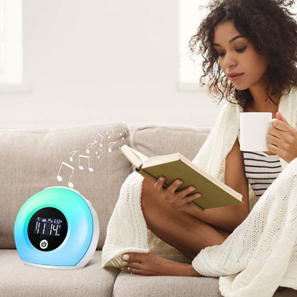 Ljus väckarklocka med Bluetooth högtalare, väckarklocka barn