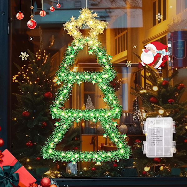 GlobaLink LED-julklappsträd, 110 LED, Vikbart Batteridrivet Ljus för Inomhus/Utomhusbruk warm white