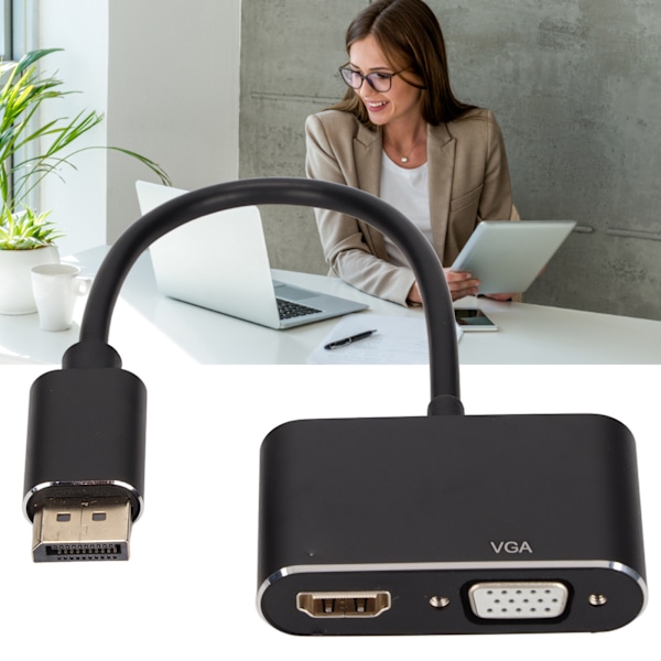 2 i 1 DP-adapter DP till VGA DP till HD Multimedia-adapter 720P/1080i/1080P-omvandlare för bärbar dator stationär dator