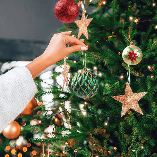 Julgransprydnader Set, Dekorativa Hängande Kulor för Julgranar Julfest Dekor Red green gold