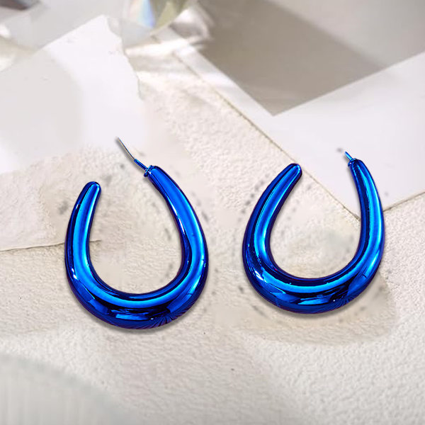 Statementörhängen i harts, färgglada kupolformade creoler för kvinnor, färgglad geometri Blue