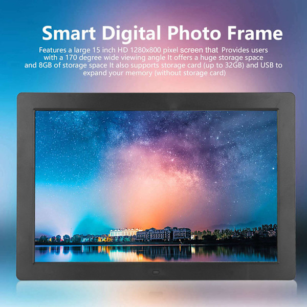 15 tums WiFi Smart Digital Fotoram Väggmonterad LED-skärm Stor Digital Bildram 100‑240V