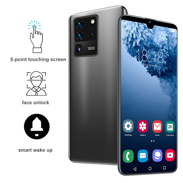 S21U Ansiktsigenkänning 6.26in Fullskärm Dual Cards Dual Standby Smartphone 1+8G 100240V Grå med Minneskort (EU)