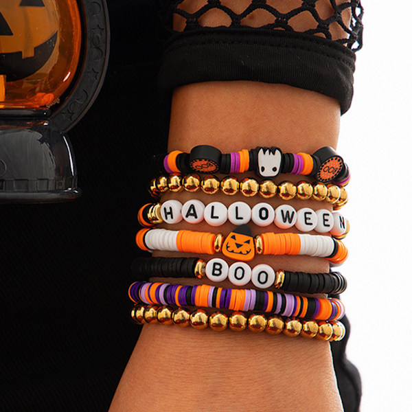Halloween Armband Spöke Pumpa Växelberlock Armband Gåvor Stretch Pärlarmband för Kvinnor Style 3