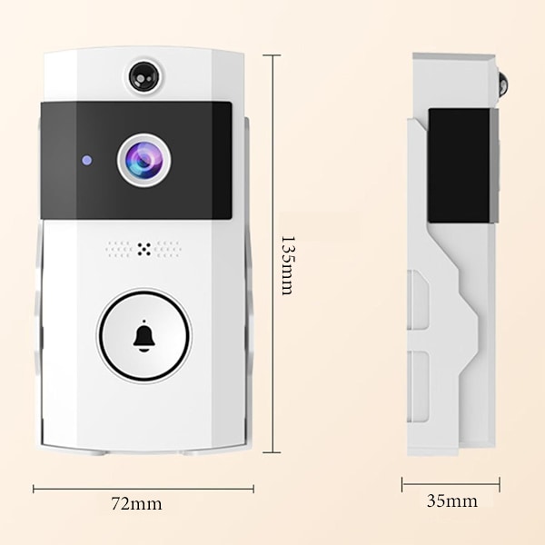 Smart Dörrklocka Kamera, Förbättrad AI Människa-Maskinigenkänning, Problemfri Laddning, 3600mAh Batterikapacitet, Arbetstemperatur -20-45℃, 5V/1A