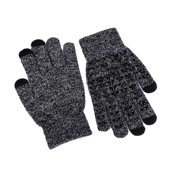 Vinterstickade handskar med pekskärmsfingrar Slip-Black white