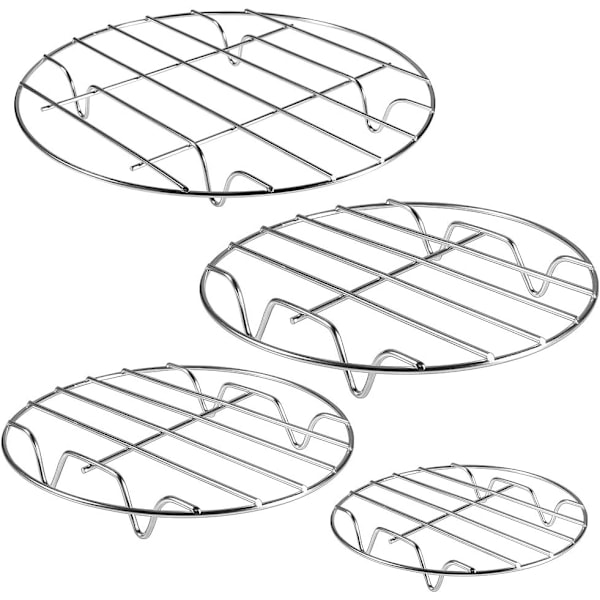 4-pack 7, 8, 9, 10 tums kylskåp ångställningsställ ångningsställningsset i rostfritt stål runt ställ för bakning konservering matlagning ångning lyftmat