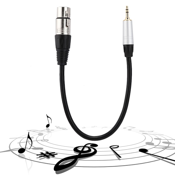 Professionell ljudanslutningskabel, Mini XLR hona till 3,5 mm hane adapterkabel för högkvalitativ signalöverföring mellan headset och elgitarrer