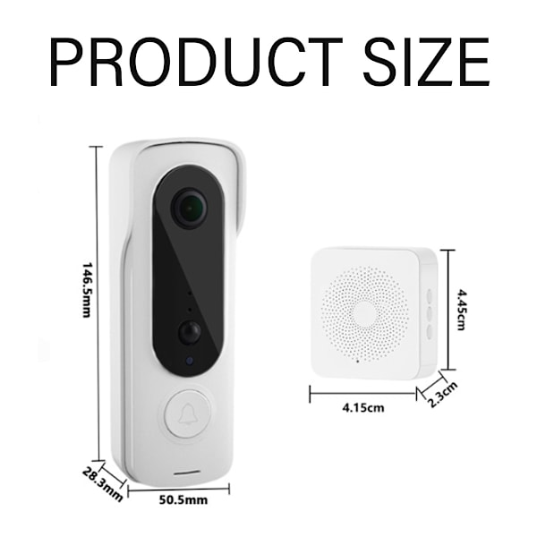 Smart Säkerhetsuppgradering: 2.4G WiFi Smart Video Dörrklocka Kamera, AI Människodetektering, Live View, 2-Vägs Interaktiv Ljudkommunikation, Mörkerseende,