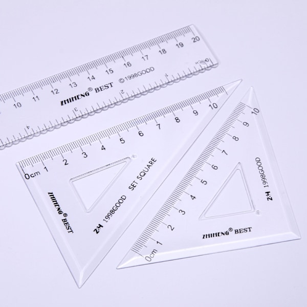 Matematikset för kreativa hjärnor Gradtalsskiva Set Triangel Linjaler Transparent Design Klar Linjal för Exakt Geometrisk Konstruktion Portabel Design för