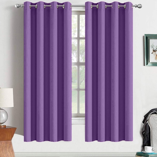 Gardiner 2 Paneler för Sovrum Vardagsrum Enfärgade Mörkläggande Termiskt Isolerade Ljudisolerade Energibesparande Öljetter Fönsterbehandling Draperier, 52x54, Style 2