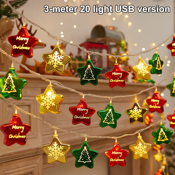 Julgransbelysning, 3 meter 20 LED Batteridriven Julbelysning Inomhusdekoration, Julgranskuleljus för Julfestdekor Style 2