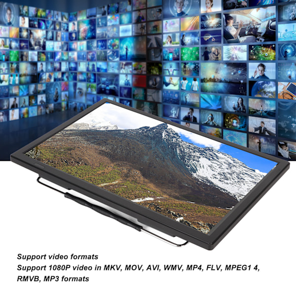 Kompakt Digital-TV, 16 tums ATSC-kompatibel Bärbar LED-skärm med Högkänslig Tuner, Stöder Flera Anslutningsmöjligheter för Förbättrad