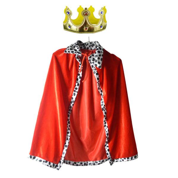 Kids King kostym cape med Crown Halloween King Costume Cape for Child