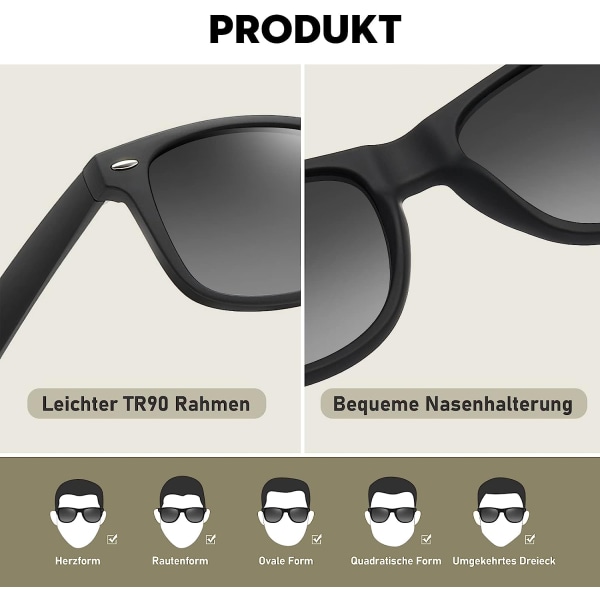 Sonnenbrille-Herren-Damen-Polarisiert-Rechteckig-Sonnenbrillen Unisex Retro Klassische Vintage Polarisierte Brille UV400 Schutz Klassiska solglasögon