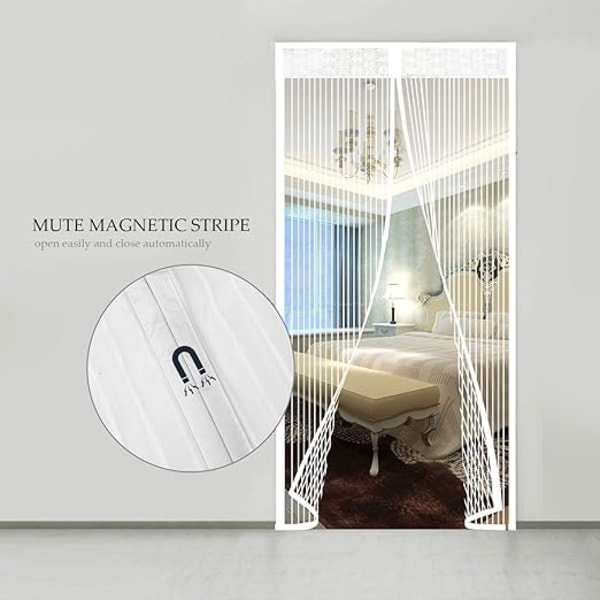 (85x200 cm, vit) Magnetisk myggnät automatisk stängningsdörr C