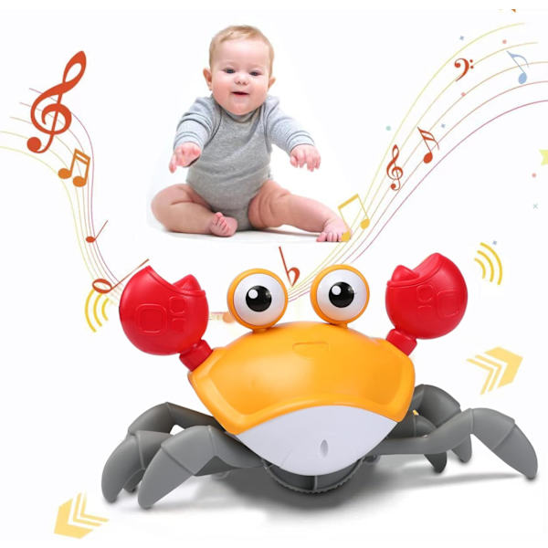 Sensorisk Flykt Krabba Leksak, 1 År Gammal Baby Leksak, Krypande Leksak, USB Laddningsbar Red
