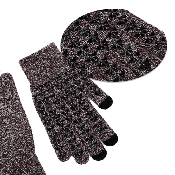 Vinterstickade handskar med pekskärmsfingrar Slip-White