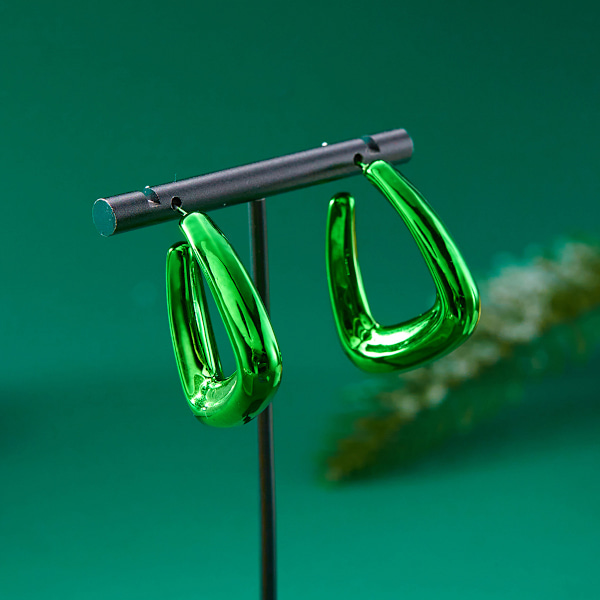 Statementörhängen i harts, färgglada kupolformade creoler för kvinnor, färgglad geometri green