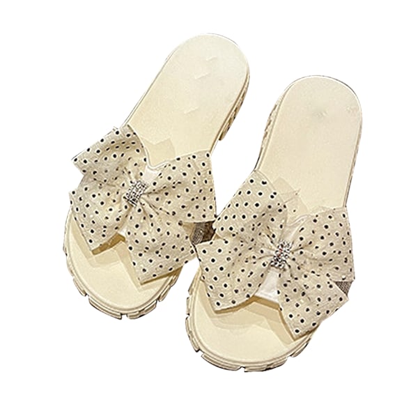 Dam Bow Tie Sandaler Mode Halkfria Bekväma Andningsbara Damtofflor för Sommar Vit 38‑39