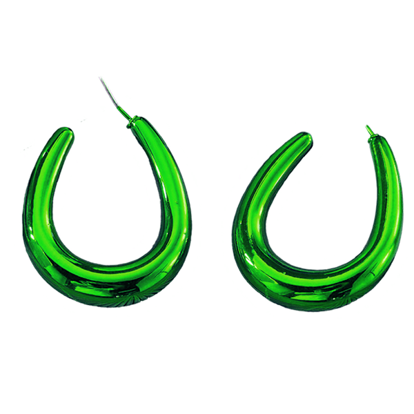 Statementörhängen i harts, färgglada kupolformade creoler för kvinnor, färgglad geometri green
