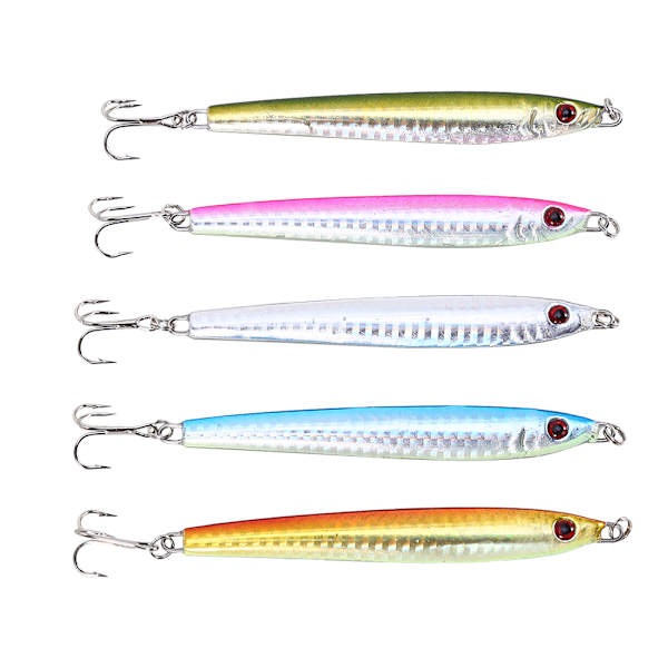 Hett 5-pack Jiggfiskedrag Metallbeten Järn Jigg Havsfiskeutrustning 40g