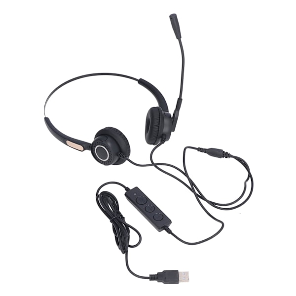 Trådbundet Telefonheadset Brusreducering Ergonomisk Justerbar Volymkontroll USB Datorheadset för Onlinelektioner