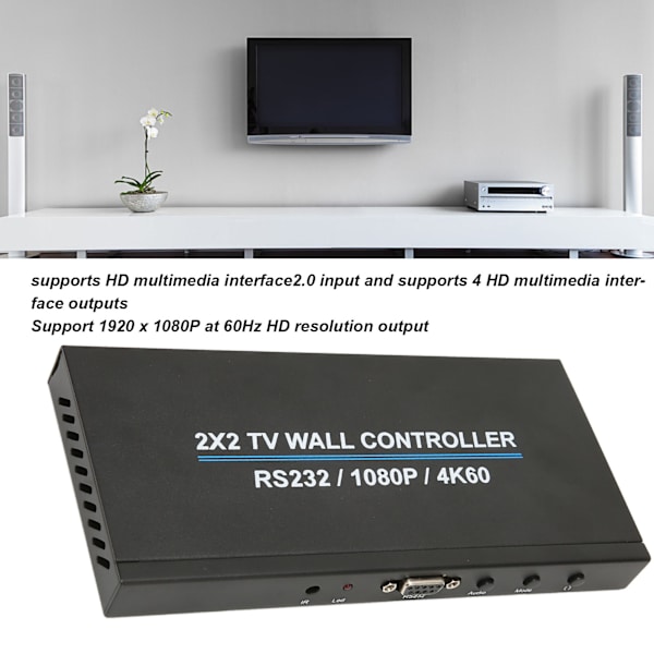 2X2 HD Multimedia Interface Videobildprocessor 4K 60Hz 1080P Multikanals Digital Videoväggkontroller 100‑240V AU-kontakt