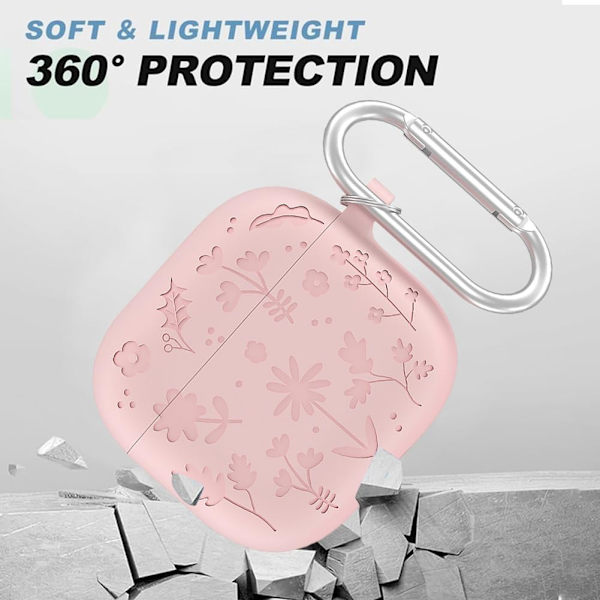 AirPods 4 (2024) Silikonfodral, Mörkgrön, Repskyddande, Fullt Skydd, med Karabinhållare, Hörlursöverdrag ROSA